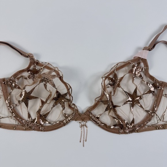 Victoria's Secret Other - Victoria's Secret Very Sexy Rose Gold Stardust Embroidered Demi Bra 34C NWT